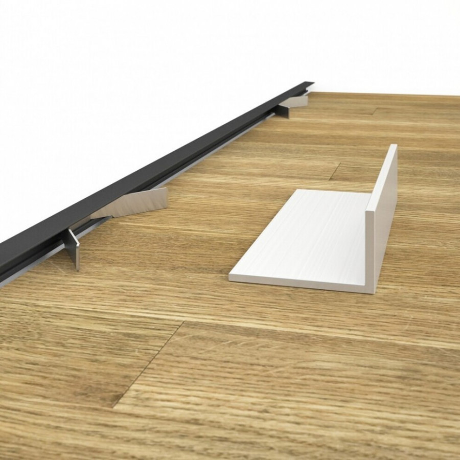 Микроплинтус алюминиевый анодированный черный с пружинами