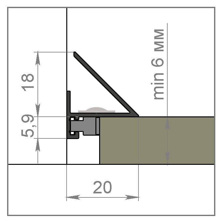 Микроплинтус алюминиевый с подсветкой анодированный серебро с пружинами