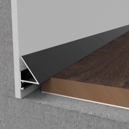 Микроплинтус алюминиевый с подсветкой анодированный черный с пружинами Микроплинтус алюминиевый с подсветкой анодированный черный с пружинами