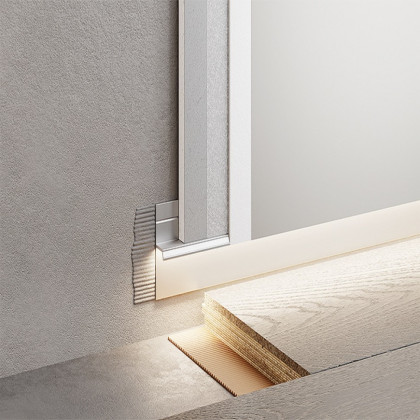 Плинтус скрытый серебро с подсветкой Плинтус скрытый серебро с подсветкой