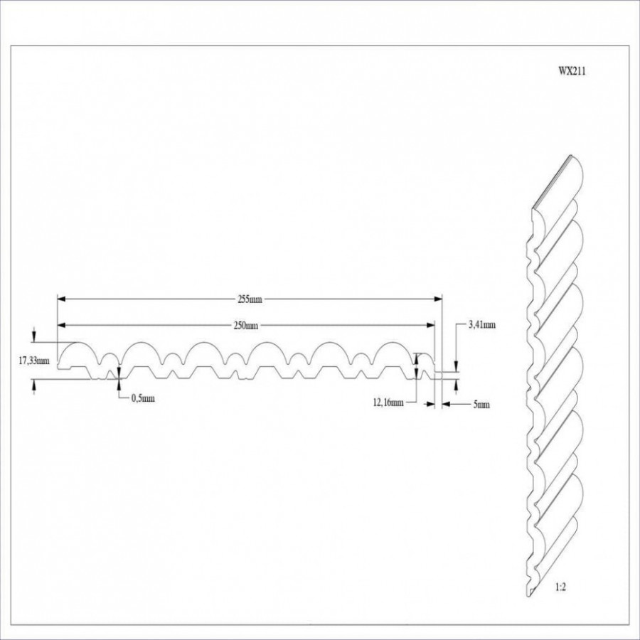 Стеновая панель Orac Decor WX211-2600 Flute