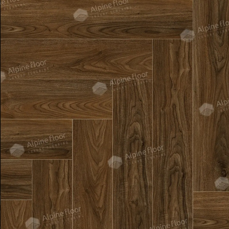 SPC ламинат Alpine Floor NUT Орех Кенари ECO 22-4 венгерская елка 600×125×4