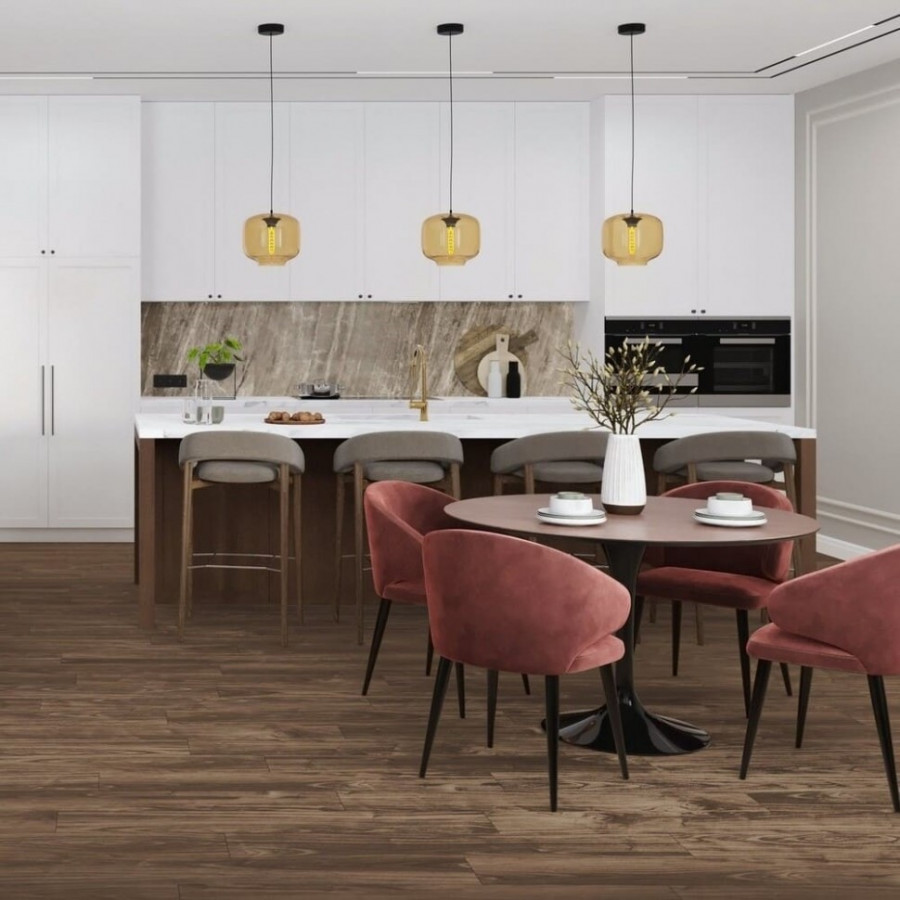 Кварцвиниловая плитка Damy Floor Family LVT клеевая Орех Американский 0036-3-LVT